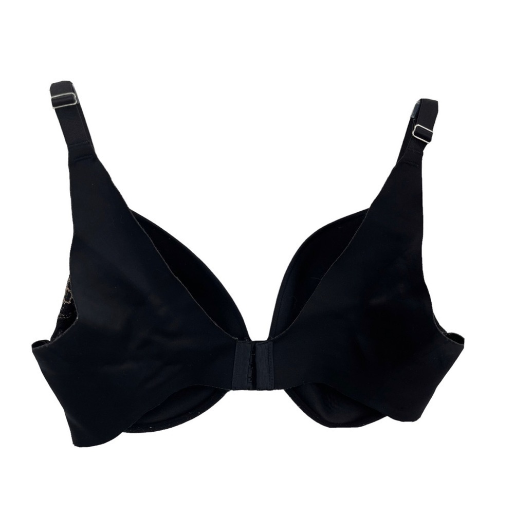 Soma Women’s Vanishing Back Full Coverage Lace Trim Bra Black Gold Size 36DDD